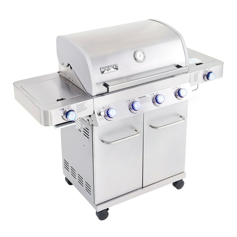 Monument Grills 4-Burner Propane Gas Grill in Stainless with LED