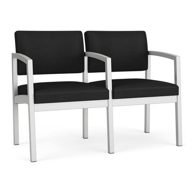 Fauteuil de Réception en Acier Lenox pour Salle d'Attente 2 Places / Acier Argenté / Noir
