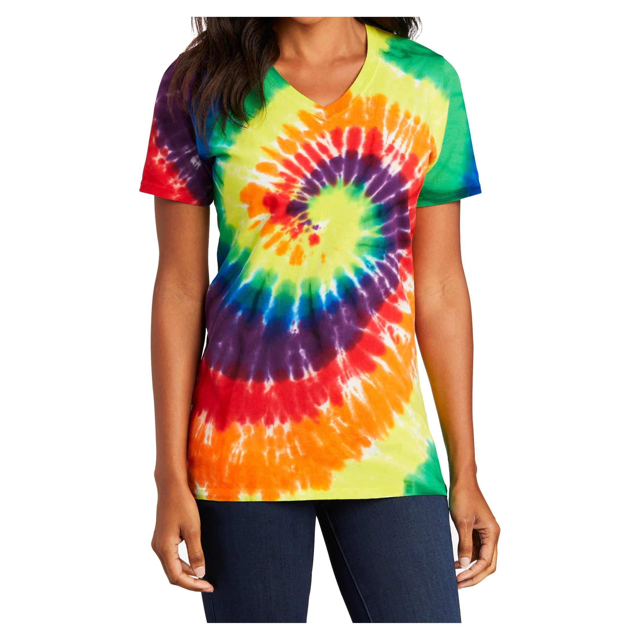 womens tie dye v neck tee