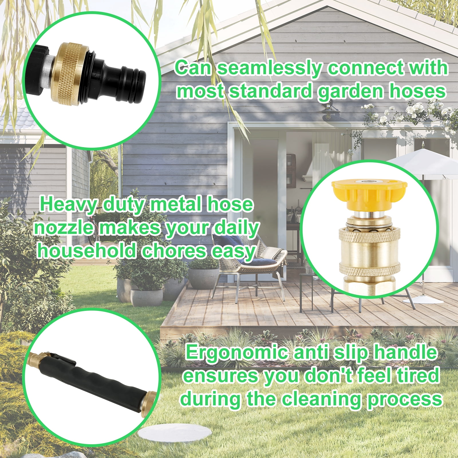 Upgraded Jet Nozzle High Pressure Hose Nozzle for Garden Hose, Jetnozzle High Pressure Washer Tools With 5 Different Nozzles and Quick Connectors for Car Pet Patio Window Washing