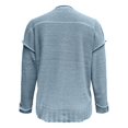 thumbnail image 4 of Duoif Sweaters for Women Trendy Women's Long Sleeve Solid Colour V Neck Sweater Loose Button Knit Shoulder Drop Sweater Women's Sweaters Womens Tops Blue XL, 4 of 7