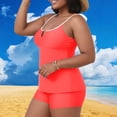 thumbnail image 2 of Womens Plus Size Swimwear Tankini Top with Tummy Control & Built-In Bra - Orange Ruched Swim Top XL-5XL, Quick-Dry,Size XL, 2 of 7