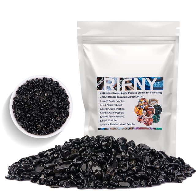 Rocas decorativas pulidas RIFNY, obsidiana negra, 680 g