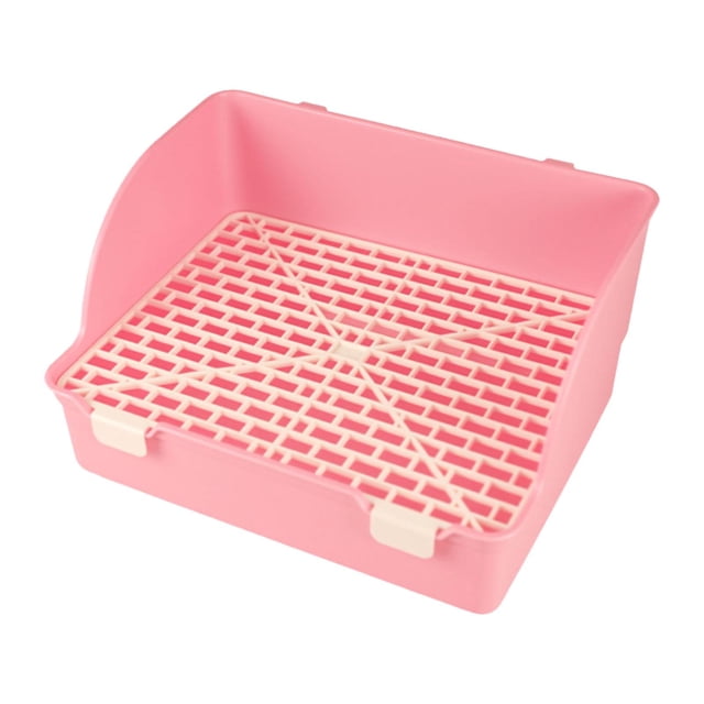 Flynix Rabbit Litter Box Easy to Clean Potty Tray for Dwarf Rabbit Galesaur Ferrets Pink
