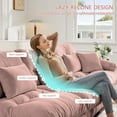 thumbnail image 4 of Cloud Couch Sleeper Sofa for Living Room, Chenille 2 Seater sofa with 2 Lumbar Pillows and 2 Throw Pillows, Upholstered Wide Arm Sofa with 2 Ottomans (Pink), 4 of 11