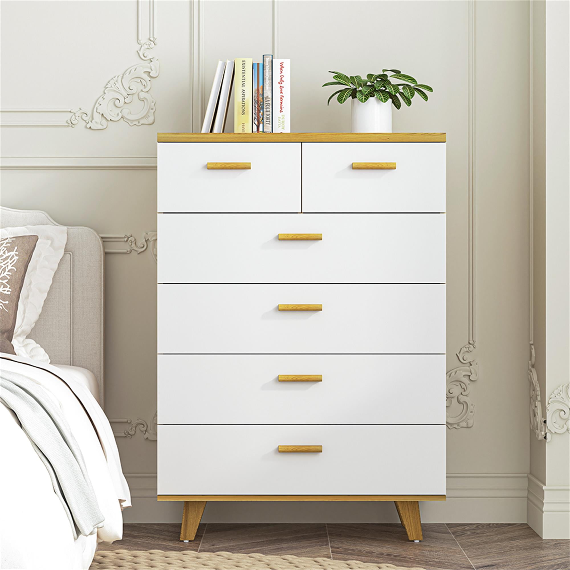 Finihen 6 Drawers Chest of Dressers, Wood Storage Cabinet with Handle Table Leg for Bedroom, Living Room and Hallway, Beige Finihen 6 Drawers Chest of Dressers, Wood Storage Cabinet with Handle Table Leg for Bedroom, Living Room and Hallway, Beige