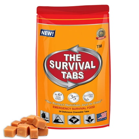 Survival Tabs 2 Day 24 Tabs Emergency Food Survival MREs Meal Replacement for Disaster Preparedness Gluten Free and Non-GMO 25 Years Shelf Life Long Term - Butterscotch