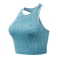 thumbnail image 4 of ASFGIMUJ Womens Seamless Ribbed Longline High Neck Sports Bra - Racerback Padded Slim Fit Crop Tank Top With Built In Pads, 4 of 4