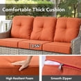 thumbnail image 4 of Vcatnet 5 Pieces Outdoor Patio Furniture Set High-Back Wicker Rattan Conversation Set Outdoor Sectional with Swivel Chairs and Coffee Table, Coarse Orange Red, 4 of 11