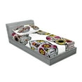 thumbnail image 2 of Ambesonne Colorful Fitted Sheet & Pillow Sham Set, Skull Celebration, Twinxl, Yellow White Black, 2 of 2