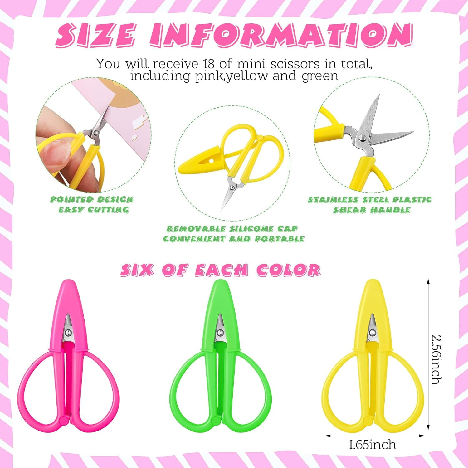 ABCISI 18 Pcs Small All Purpose Scissors, Colorful Stainless Steel Sharp Mini Craft Scissors Bulk with Protective Cover for Embroidery, Paper Cutting, Sewing, Knitting, Crafting, 2.56 x 1.65 Inch