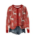 thumbnail image 1 of Économies d'Automne! srobpty Cardigan à Manches Longues pour Femmes, Cardigan Imprimé pour Femmes Bouton Col Rond Sans Capuche Décontracté Mode Rouge, TTG, 1 of 3
