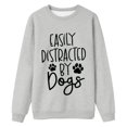 thumbnail image 4 of Tiweut Easily Distracted by Dogs Sweatshirt, Dog Mom Sweater Women Crewneck Pullover Tops Funny Animal Dog Lover Shirt Gifts,Grey,3XL, 4 of 4
