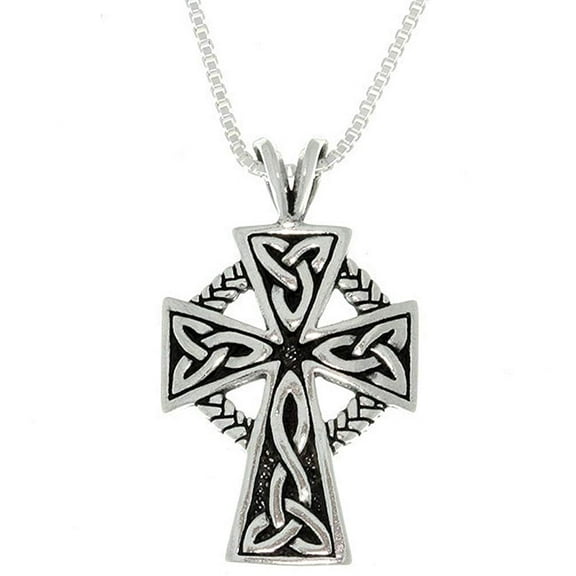 Jewelry Trends Celtic Cross Trinity Knot Sterling Silver Pendant Necklace 18"