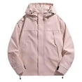 thumbnail image 2 of Maoxin Mens Jacket Men's Casual Loose Fitting Long Sleeved Zippered Hooded Jacket Jackets for Men , Pink , XL, 2 of 5
