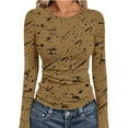 thumbnail image 1 of Ailaofu Womens Long Sleeve Stretch Crewneck Ribbed T-Shirt Slim Fit Casual Basic Tops, 1 of 6