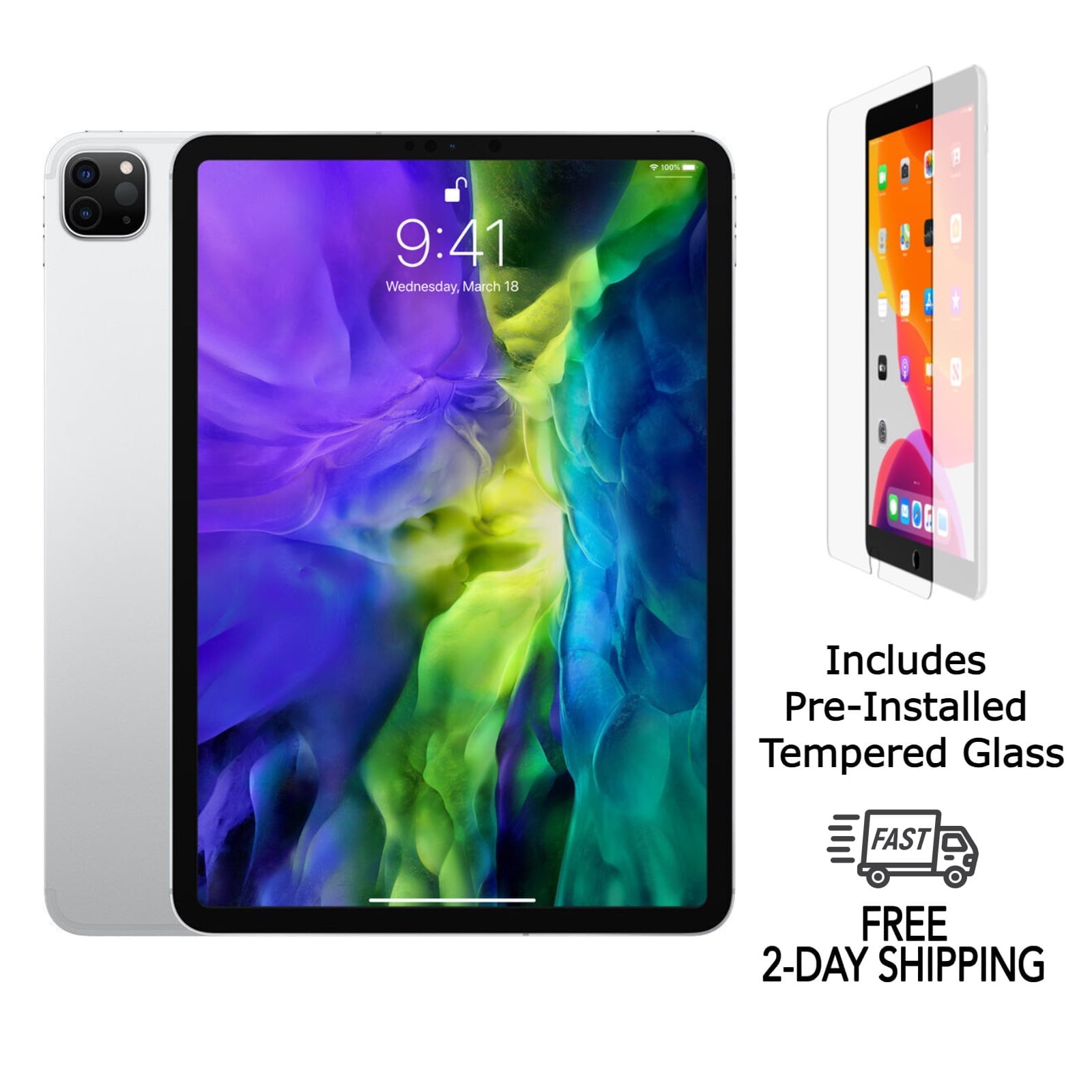 Refurbished Apple iPad Pro 11" (2022) A2759 128GB Silver Wifi Only w/ Pre-Installed Tempered Glass