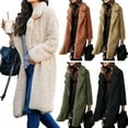 thumbnail image 3 of Aellinatey Women's Fuzzy Fleece Jackets Lapel Open Front Long Cardigan Coat Winter Outwear, 3 of 15