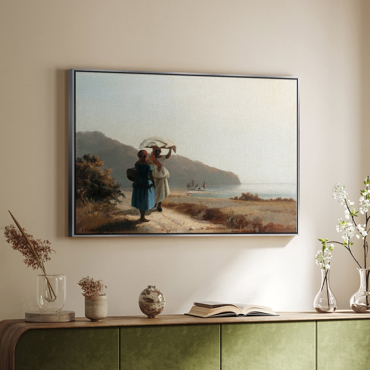 Vintage Landscape-CIX By Wexford Home Framed in Silver Wood Gallery Wrapped Canvas 25 in. x 37 in.