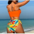 thumbnail image 5 of Women's Bikini Set 2 Piece Tie Knot High Waisted Swimwear Sexy High Rise Swimsuits Bathing Suits, 5 of 7