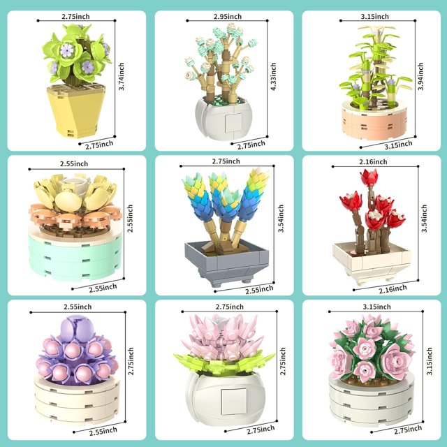 Juego de bloques de construcción NQ serie de plantas suculentas para decoración del hogar y oficina