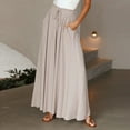 thumbnail image 5 of Women's Casual Loose Drawstring High Waist Solid Comfy Boho Wide Leg Palazzo Pants Baggy Flowy Trousers with Pockets, 5 of 7