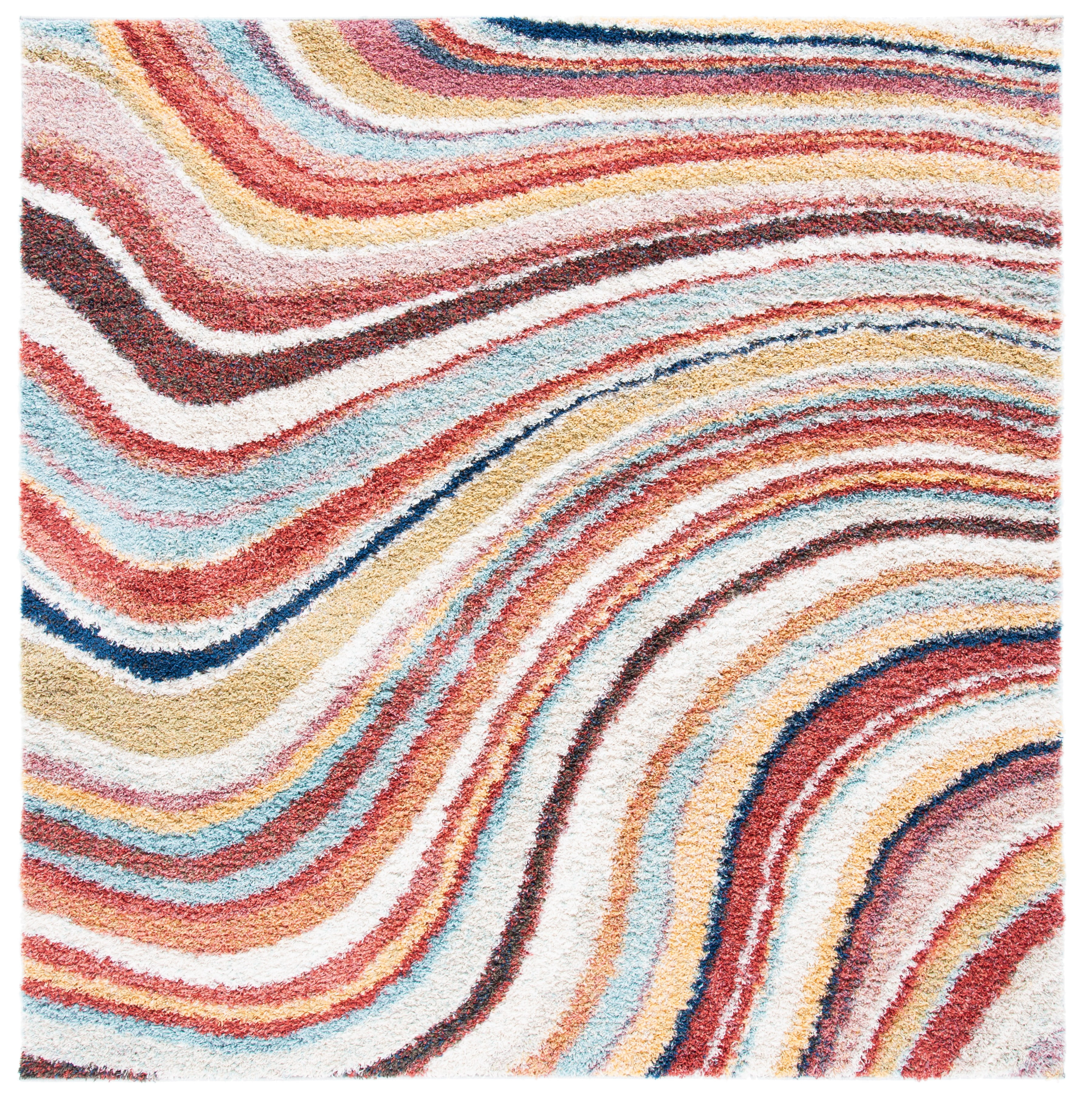 SAFAVIEH Calista Kyler Abstract Area Rug, Rust/Gray, 6'7" x 6'7" Square