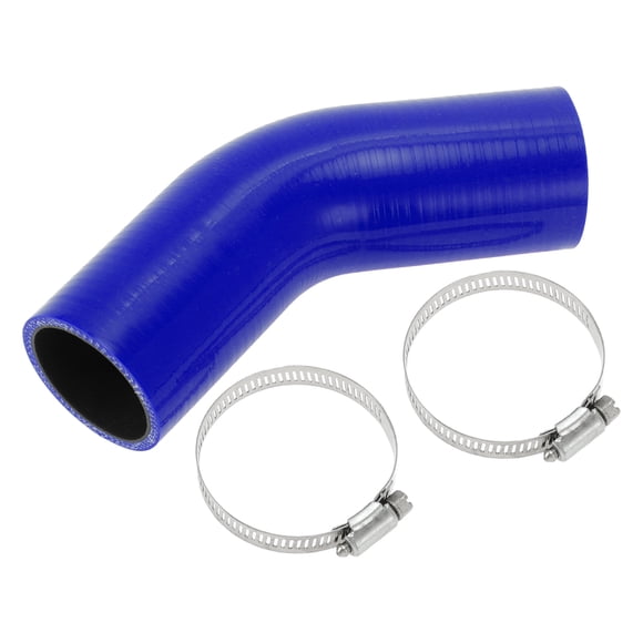 Unique Bargains 1 Set 48mm/1.89" ID 102mm/4.02" Length 45 Degrees Blue Black Car Silicone Hose with Clamps Coolant Hose Universal