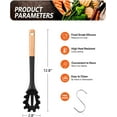 thumbnail image 5 of Badiano Black Silicone Pasta Fork,Cooking Draining Strainer,Wooden Spaghetti Server,Weight 0.26 lbs, 5 of 6