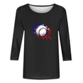 thumbnail image 3 of DDAPJ pyju 3/4 Sleeve Tops for Women Baseball Print T-shirts 4th of July Patriotic Shirts Stars Stripes Graphic Tees Loose Fit Mid-length Casual Workout Crewneck Tee Top Black M, 3 of 4