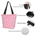 thumbnail image 4 of Fuzoiu Pink Donut Print Large Capacity Shoulder Bag for Women,Large Capacity Office Purse,Laptop Tote Bag,Casual Everyday Tote for Work Beach Travel and Shopping Grocery, 4 of 6
