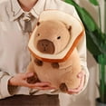 thumbnail image 5 of Söt Capybara Plyschkudde med Bärbar Toast Huvudbonad Kawaii Bröd Capybara Gosedjur Leksaker Kramgåvor 30cm, 5 of 5