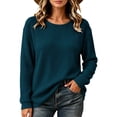 thumbnail image 2 of QIYAGBSA Waffle Knit Sweaters for Women Long Sleeve Crew Neck Solid Loose Relaxed Fit Drop Shoulder Ribbed Cuffs Lightweight Fall Winter Casual Pullover Tops, 2 of 5