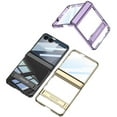 thumbnail image 4 of ELEHOLD Clear Case for Samsung Galaxy Z Flip 7, Luxury Plating Foldable Kickstand Rugged Shock-Absorbent Magnetic Hinge Protective Cover Case with HD Tempered Glass ,Purple, 4 of 9