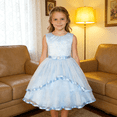 thumbnail image 6 of Sunny Fashion Flower Girls Dress Blue Belted Wedding Party Bridesmaid Size 4-12, 6 of 10