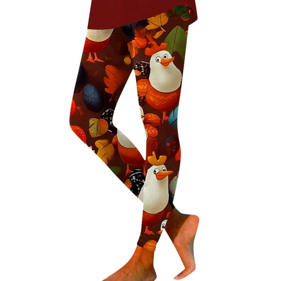 Thanksgiving Turkey Print Women's Leggings Comfortable Breathable Stretchy Soft Workout Yoga Pants Casual Tights for Running Gym