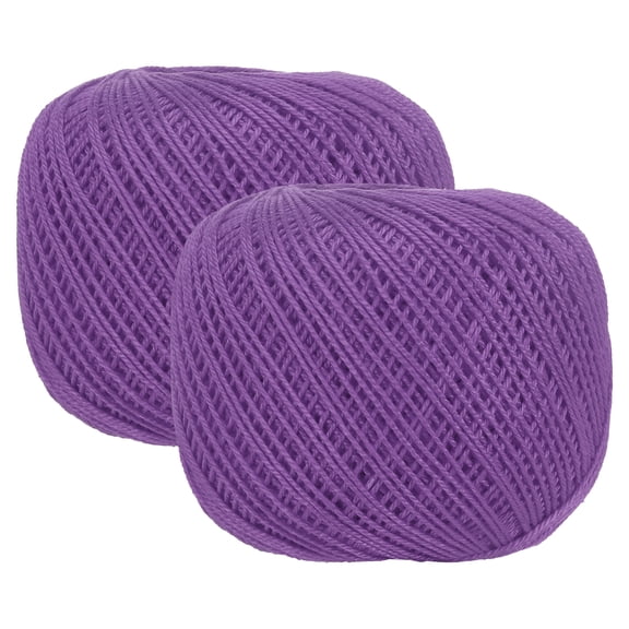 2 Rolls 164 Yards Size 3 Purple Pearl Cotton Crochet Thread Lace Weight Yarn Tatting Thread for Crocheting Knitting Embroidery Sewing