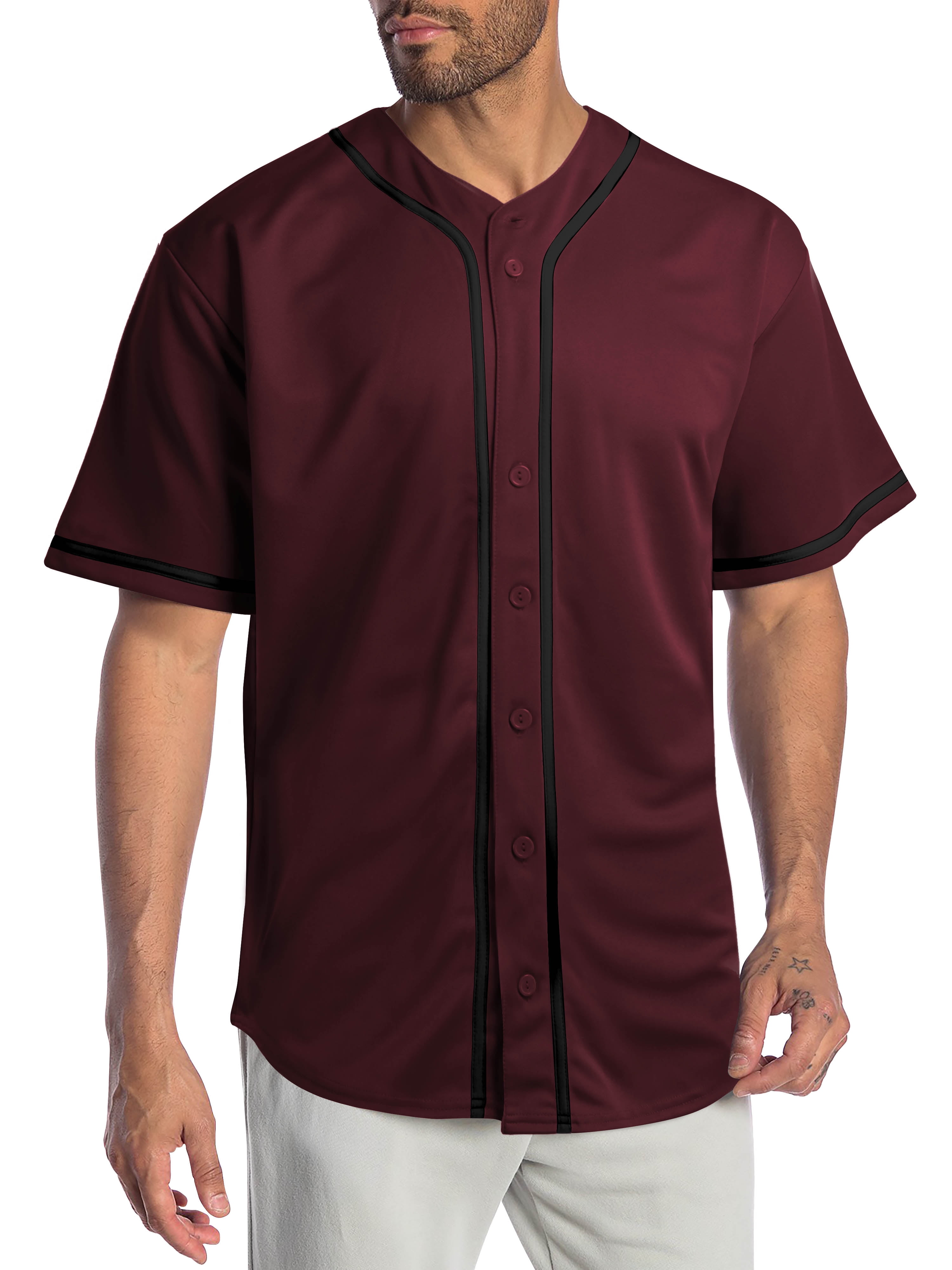 Baseball Jersey T-Shirts Plain Button Down Sports Tee