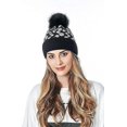 thumbnail image 2 of noir Bonnet Tricot D'hiver Pour Femmes Casquettes Bonnets Et Chapeaux Bonnet En Crochet Lopard Bonnet De Ski Avec Pompon, 2 of 5