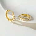 thumbnail image 3 of K-KED Gold plated 925 sterling Silver 21mm Hoop earrings pearl huggie earrings womens, 3 of 5