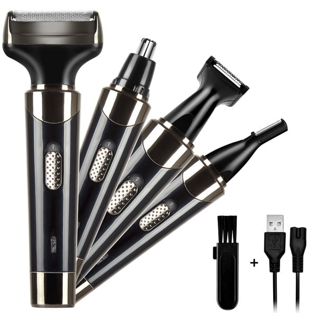 HEJULIK Electric Shaver Cordless for Men, Rechargeable Electric Razor, with USB Charger, 4-in-1 Multi-Functional, with Nose and Sideburns Beard Trimmer, Quick Charge Hair Shaver