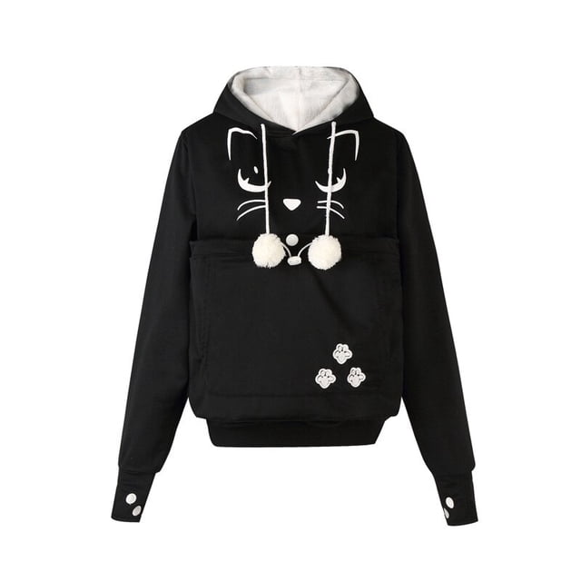 Sudadera con capucha para amantes de los gatos, jerséis con bolsillo para orejas de animales, pata de perro canguro, envío directo