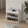 thumbnail image 6 of KULAGAGA 2-Tier Shoes Bench with Cushion Seat, Entryway Storage Shoe Rack Storage Stool Organizer, White, 6 of 7