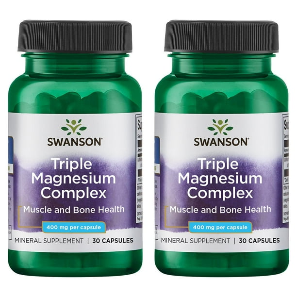 Swanson Triple Magnesium Complex 400 mg 30 Caps 2 Pack - Walmart.com