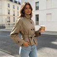 thumbnail image 5 of uublik Women's Trench Coat Khaki Long Sleeve Classic Overcoat Open Front Cardigan Jacket, 5 of 5