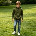 thumbnail image 5 of Falkdiz Boys Hooded Sweatshirts Warm with Pockets Pullover Winter Outdoor Casual Long Sleeve Shirts for Boys Stylish,Army Green,Size: 5, 5 of 8