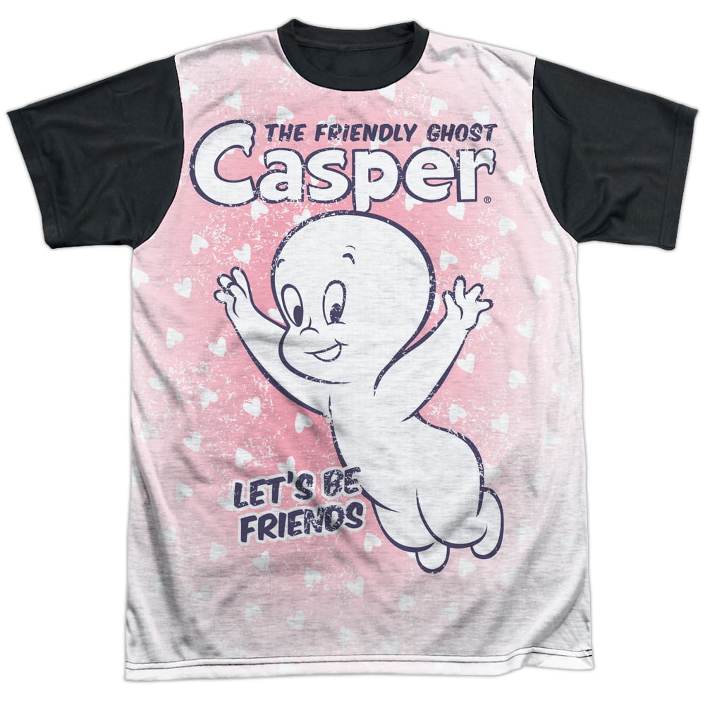 Casper The Friendly Ghost Cartoon TV Show Retro Friends Adult Black Back  T-Shirt 
