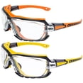 thumbnail image 1 of 2 Paires de Lunettes de Sécurité Rembourrées Octane Global Vision avec Joints Orange et Jaune, Verres Transparents, 1 of 4