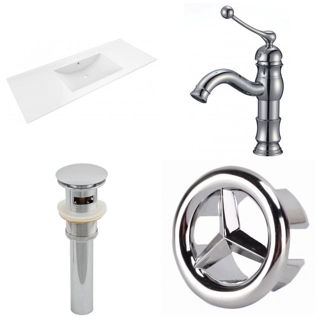 American Imaginations 35.5-in. W 3H8-in. Ceramic Top Set In White Color - Overflow Drain Incl. AI-24257