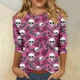 thumbnail image 3 of Uootdi Halloween Shirts for Women Trendy Fall Fashion Women 3/4 Sleeve Tops Funny Cute Gifts for Her Graphic Tee Tops Casual Loose Tunic Bl, 3 of 5